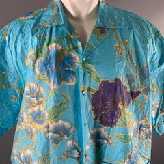 GUCCI Größe S Blau Floral Polyethylen Oversized Camp Kurzarmhemd