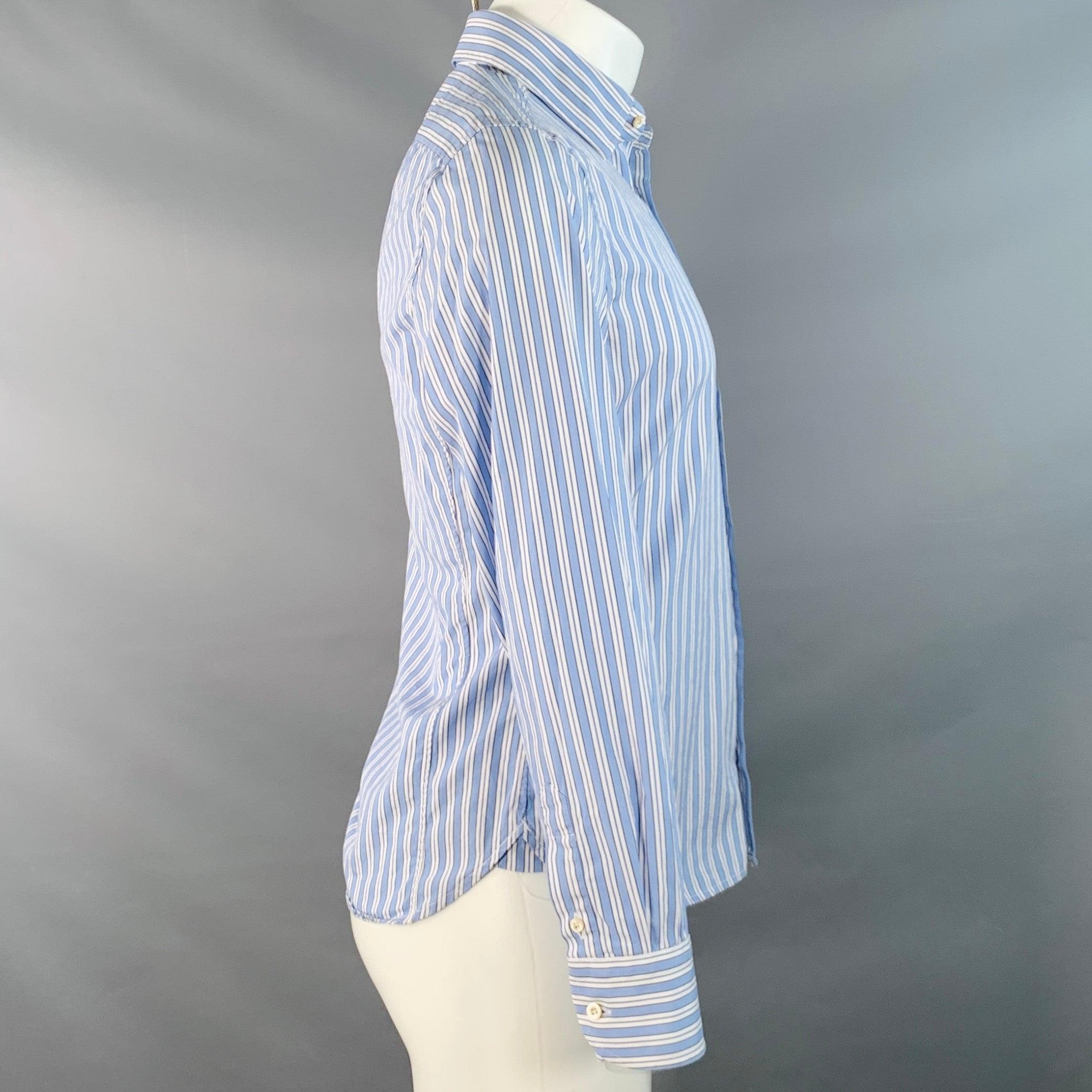 Gray S.S. White a righe blu in cotone con colletto a punta e maniche lunghe in vendita