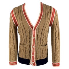 GUCCI Größe S Brown Coral Knit Wool Chunky Knit Cardigan