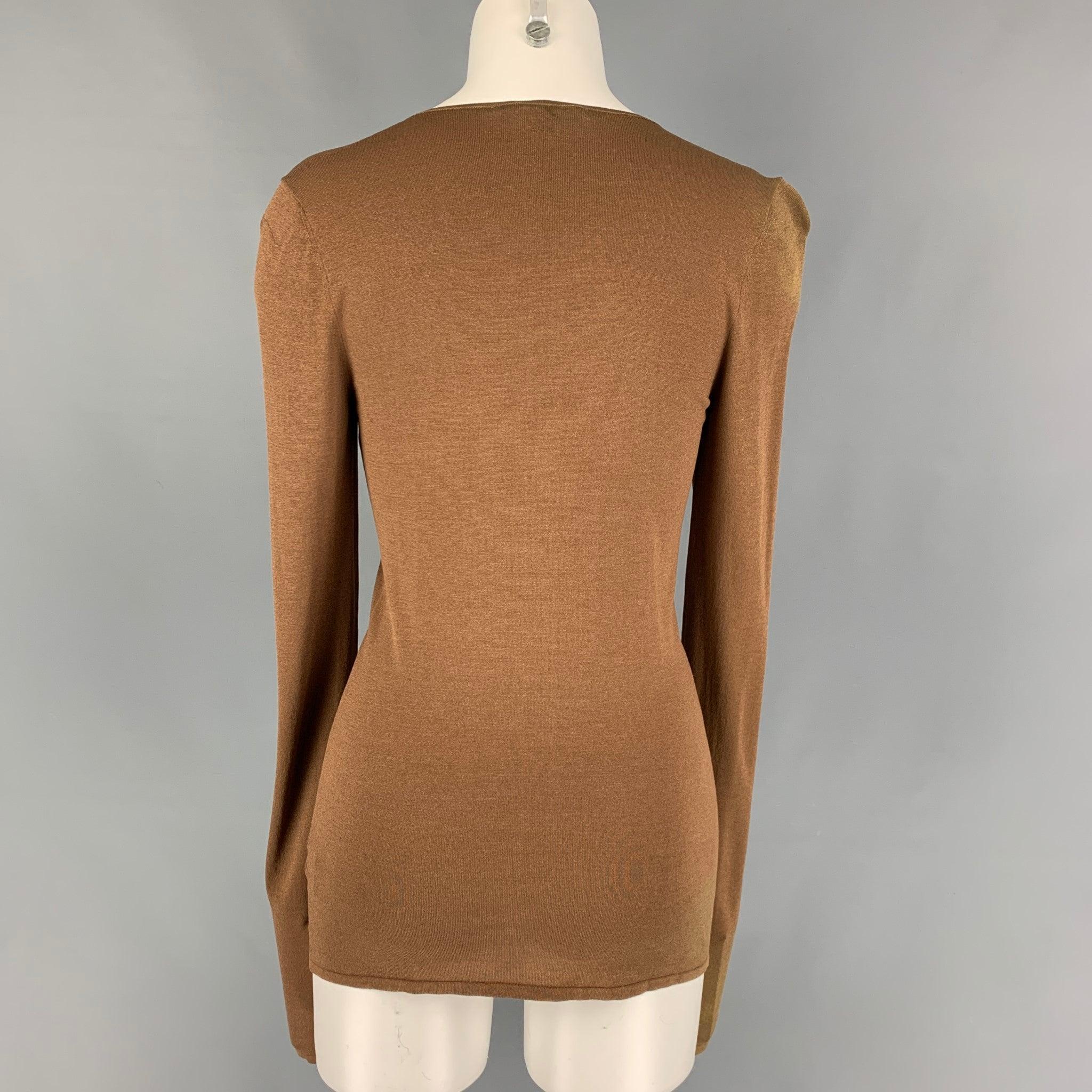 GUCCI Size S Copper Silk Blend Long Sleeve Pullover In Good Condition For Sale In San Francisco, CA
