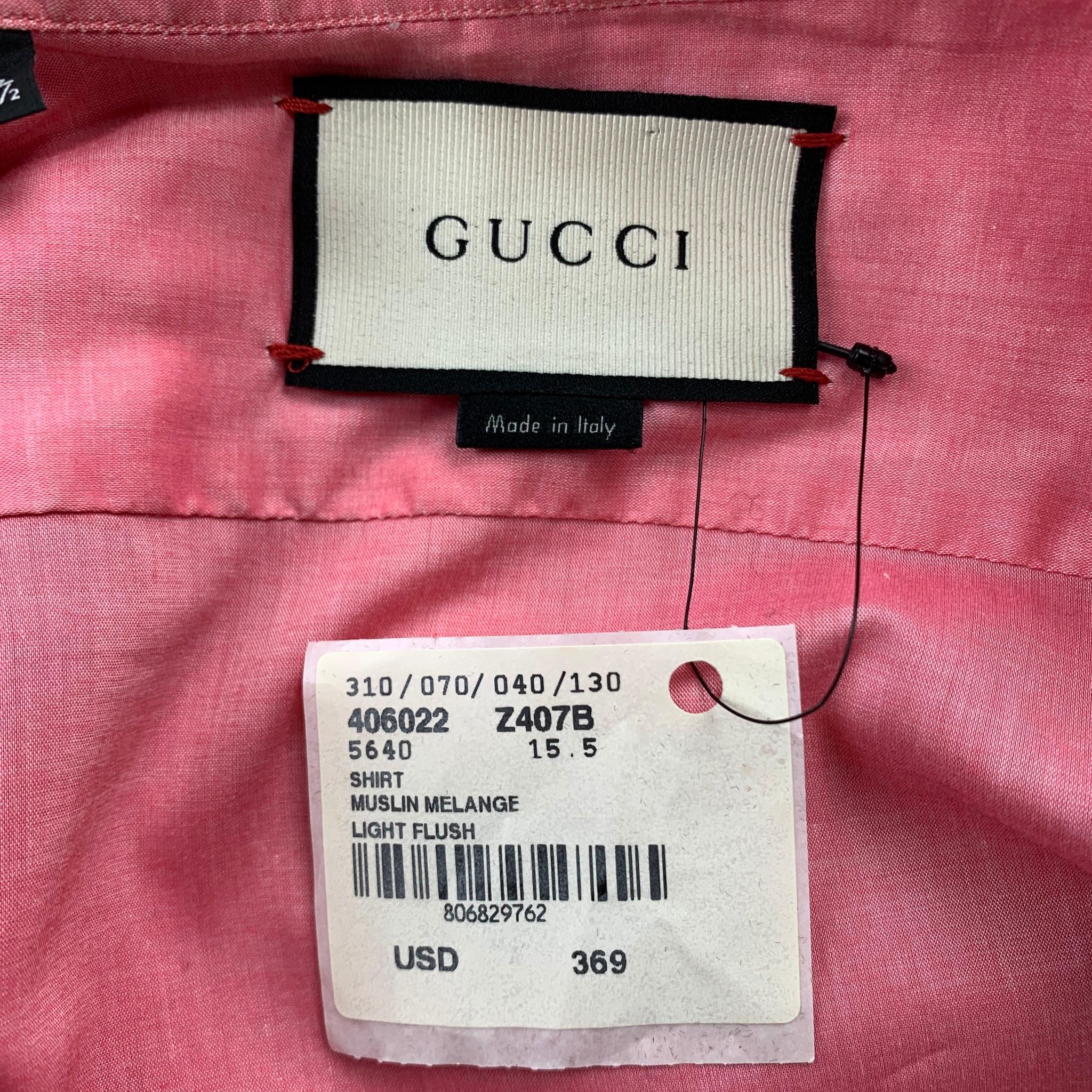GUCCI Größe S Koralle Baumwolle / Viskose Ruffle Langarmhemd Herren