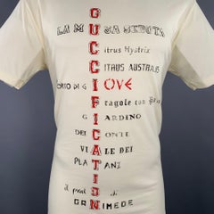 GUCCI Size S Cream Red Black Print Short Sleeve T-shirt