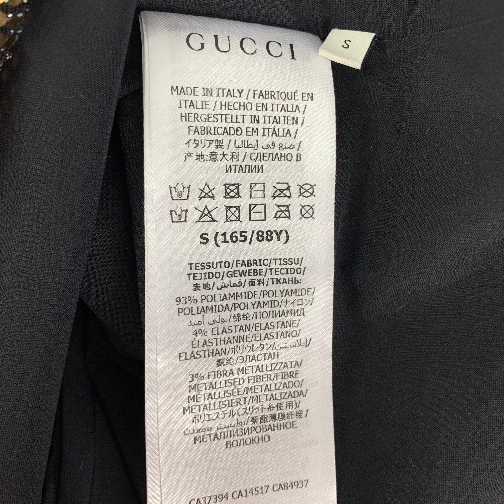 GUCCI Größe S Gold Schwarz Polyamidenmischung Metallic Body Anzug Kleid Top Damen im Angebot