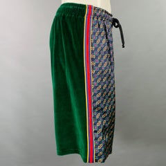 GUCCI Size S Green Multi Color Stripe Cotton Polyamide Drawstring Shorts