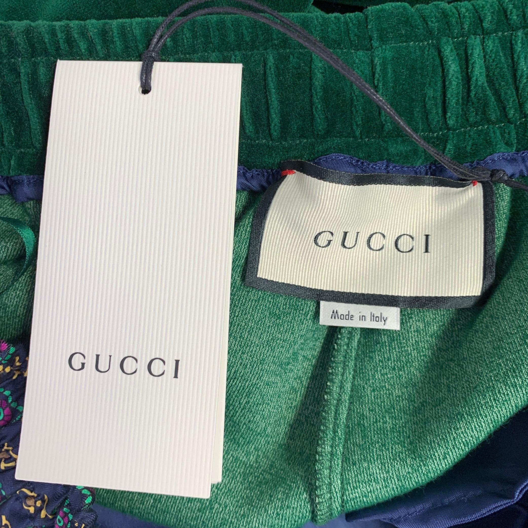 GUCCI Größe S Grüne mehrfarbige Streifen-Shorts aus Baumwolle und Polyamide mit Kordelzug im Zustand „Hervorragend“ im Angebot in San Francisco, CA