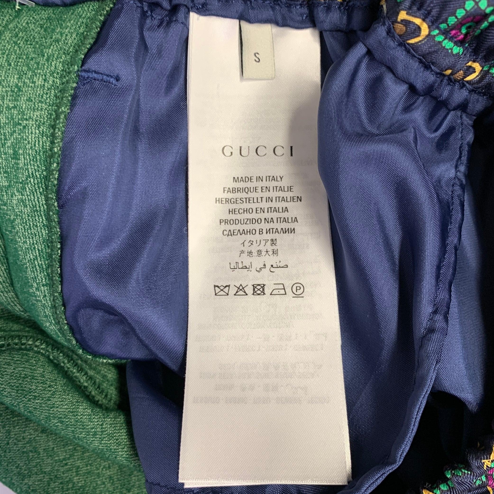 GUCCI Größe S Grüne mehrfarbige Streifen-Shorts aus Baumwolle und Polyamide mit Kordelzug Herren im Angebot