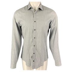 GUCCI Size S Grey White Plaid Cotton Button Up Long Sleeve Shirt