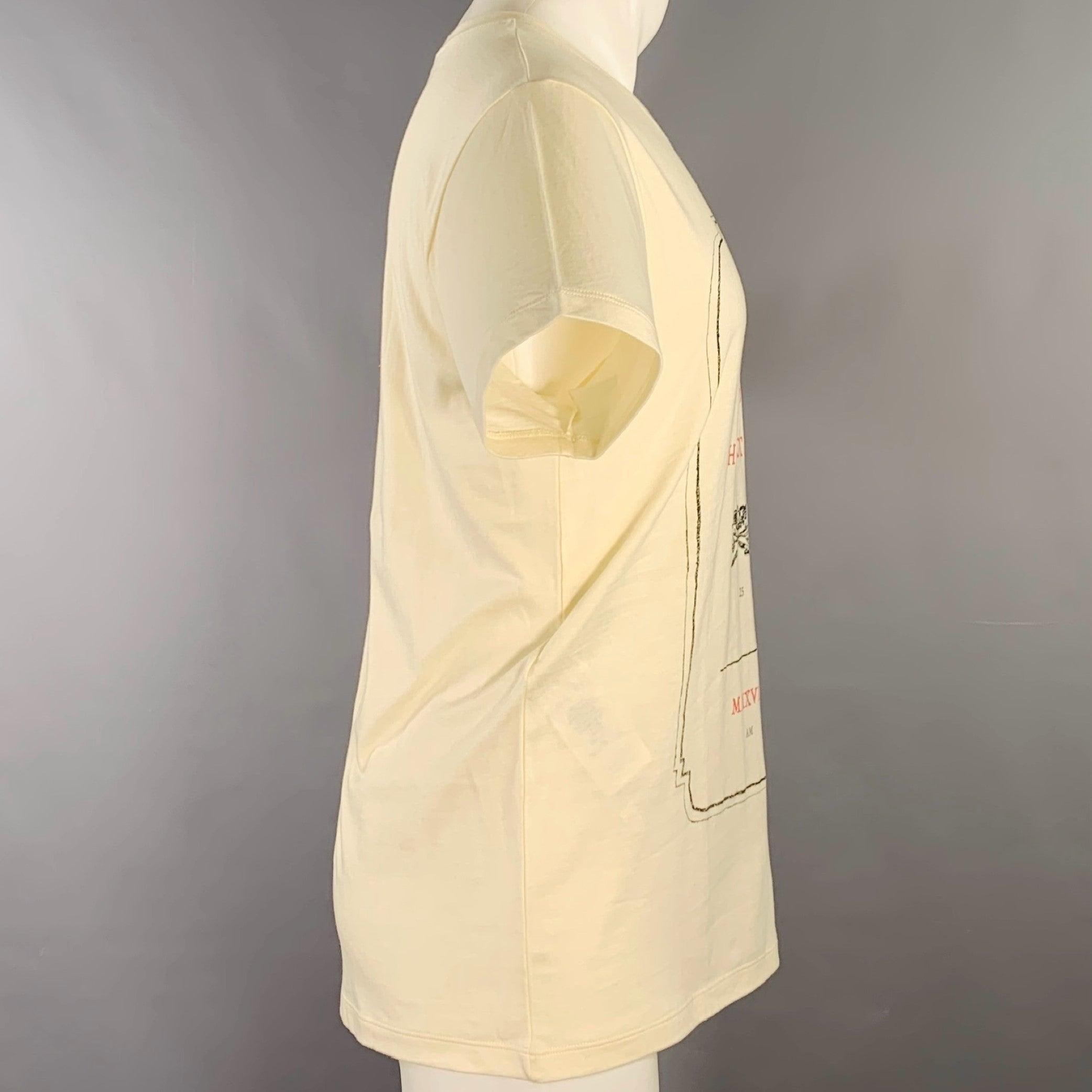 Beige T S Gucci taglia Ipnotismo Crema Rosso Nero Stampa Maglietta in cotone a girocollo in vendita