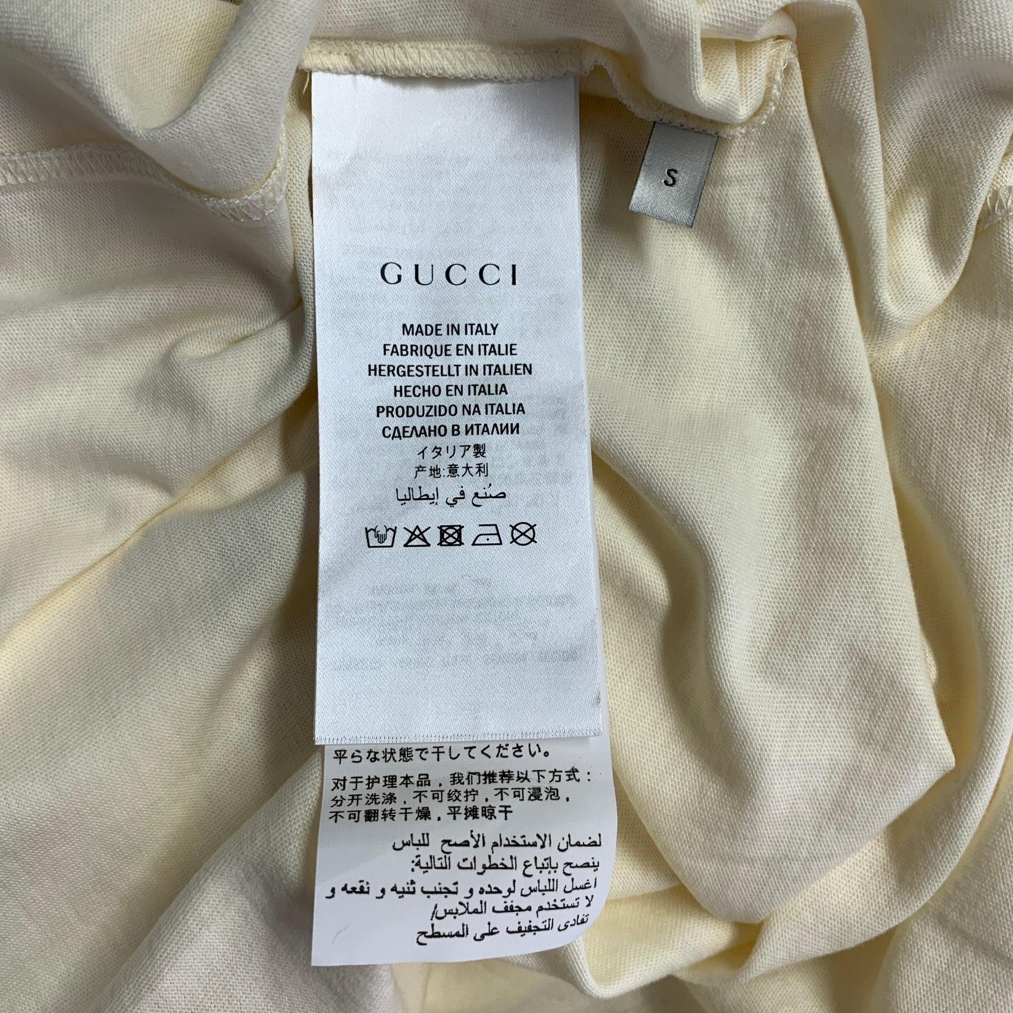 T S Gucci taglia Ipnotismo Crema Rosso Nero Stampa Maglietta in cotone a girocollo in vendita 1
