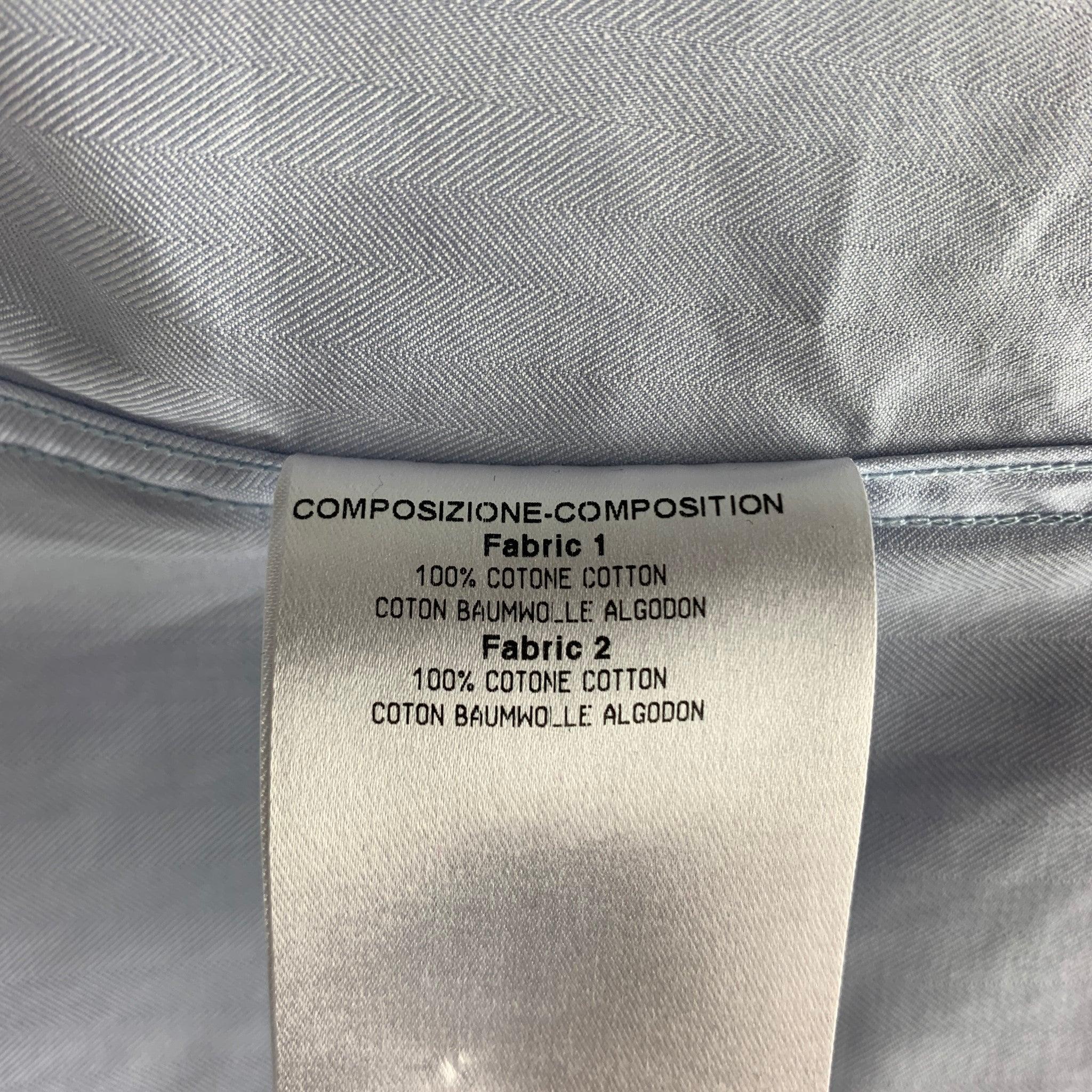 GUCCI Size S Light Blue Solid Cotton Patch Pockets Long Sleeve Shirt For Sale 1