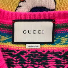 GUCCI Size S Multi-Color Knitted Wool V-Neck Donald Duck Sweater Vest