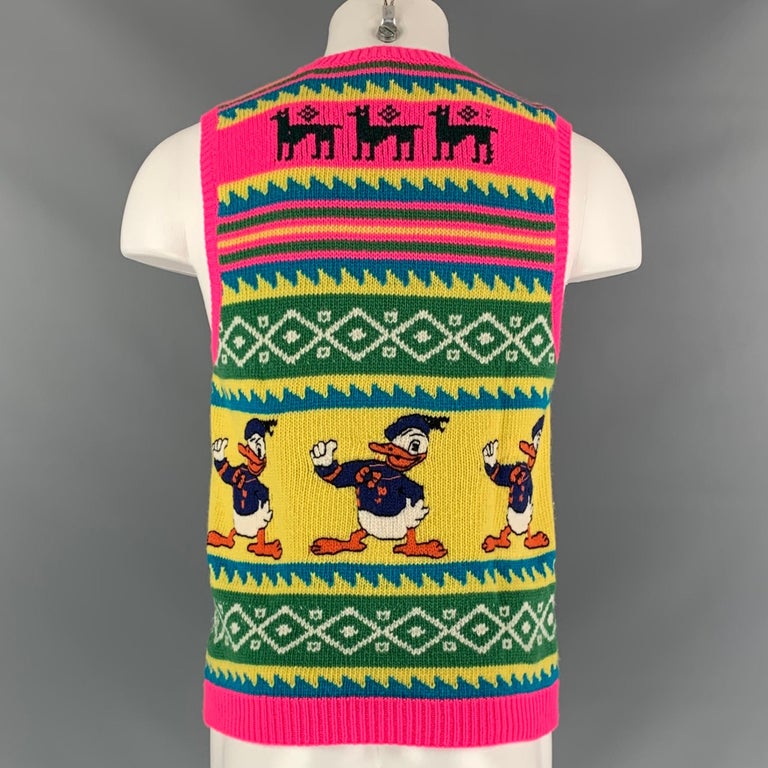 veiligheid Bel terug actrice GUCCI Size S Multi-Color Knitted Wool V-Neck Donald Duck Sweater Vest at  1stDibs