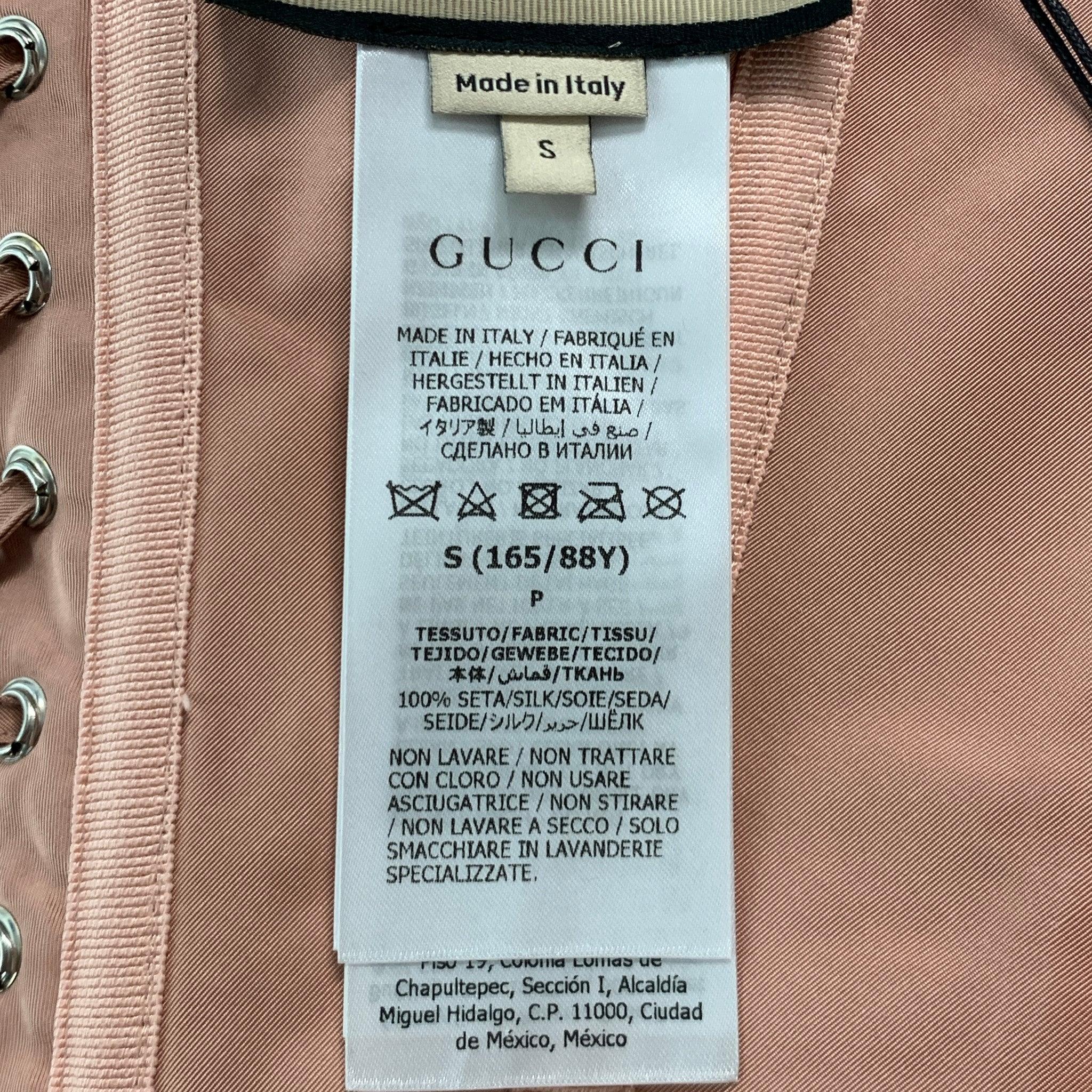 GUCCI Size S Pink Silk Corset Dress Top For Sale 2