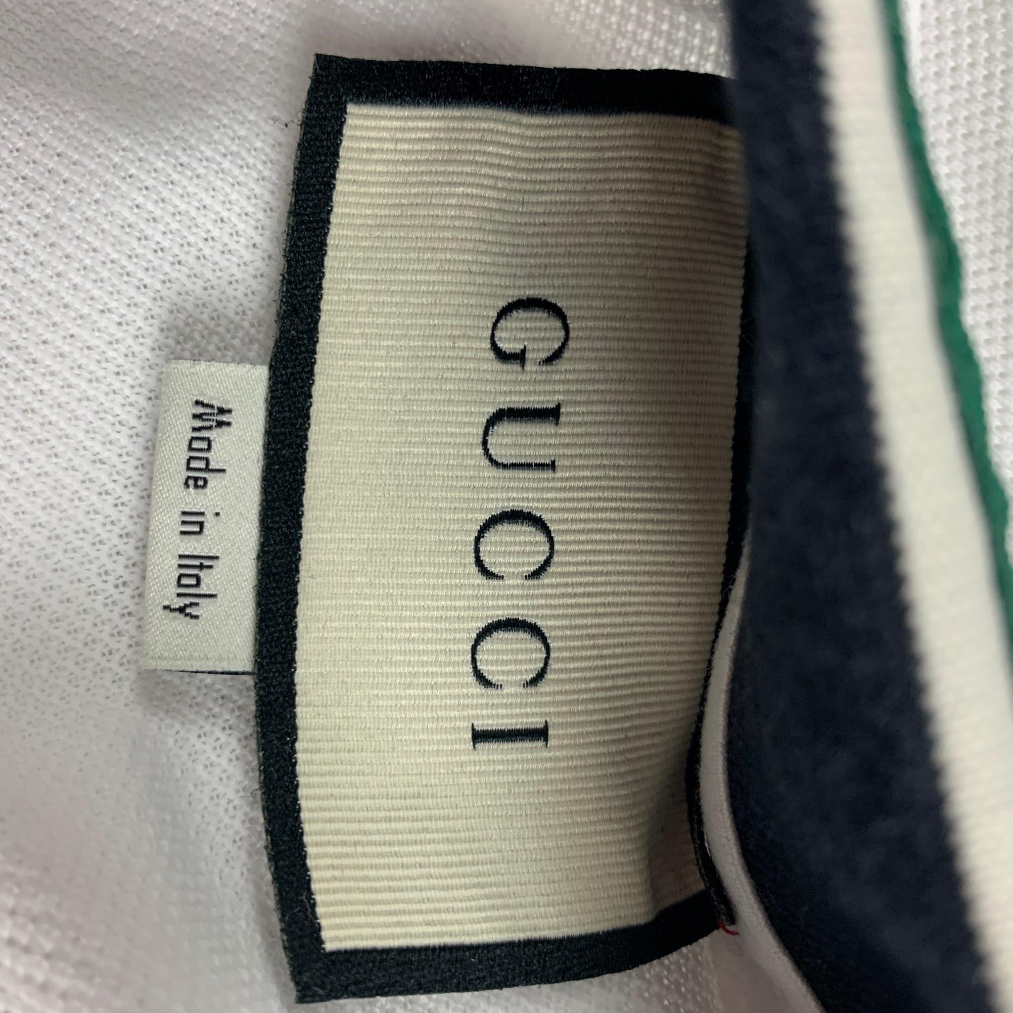 GUCCI Size S White Cotton Stripe Collar Polo 1