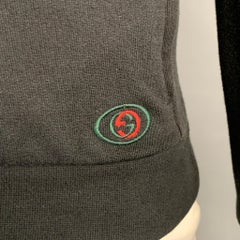 GUCCI Size XL Black Cotton Blend Hooded Slim Fit Zip Up Jacket