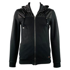 GUCCI Size XL Black Cotton Blend Hooded Slim Fit Zip Up Jacket