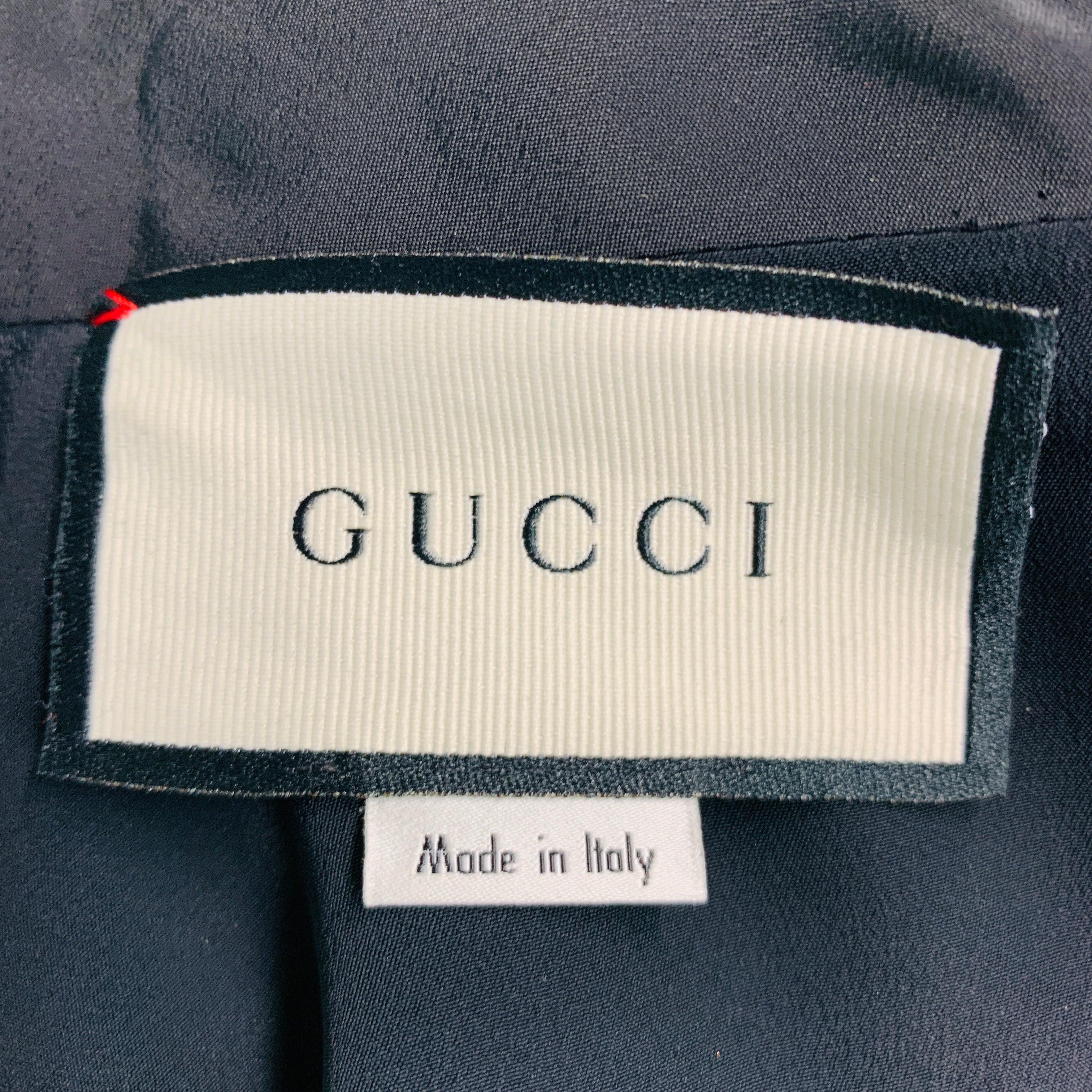 GUCCI Size XL Black Gold Viscose Blend Long Sleeve Cocktail Dress For Sale 4