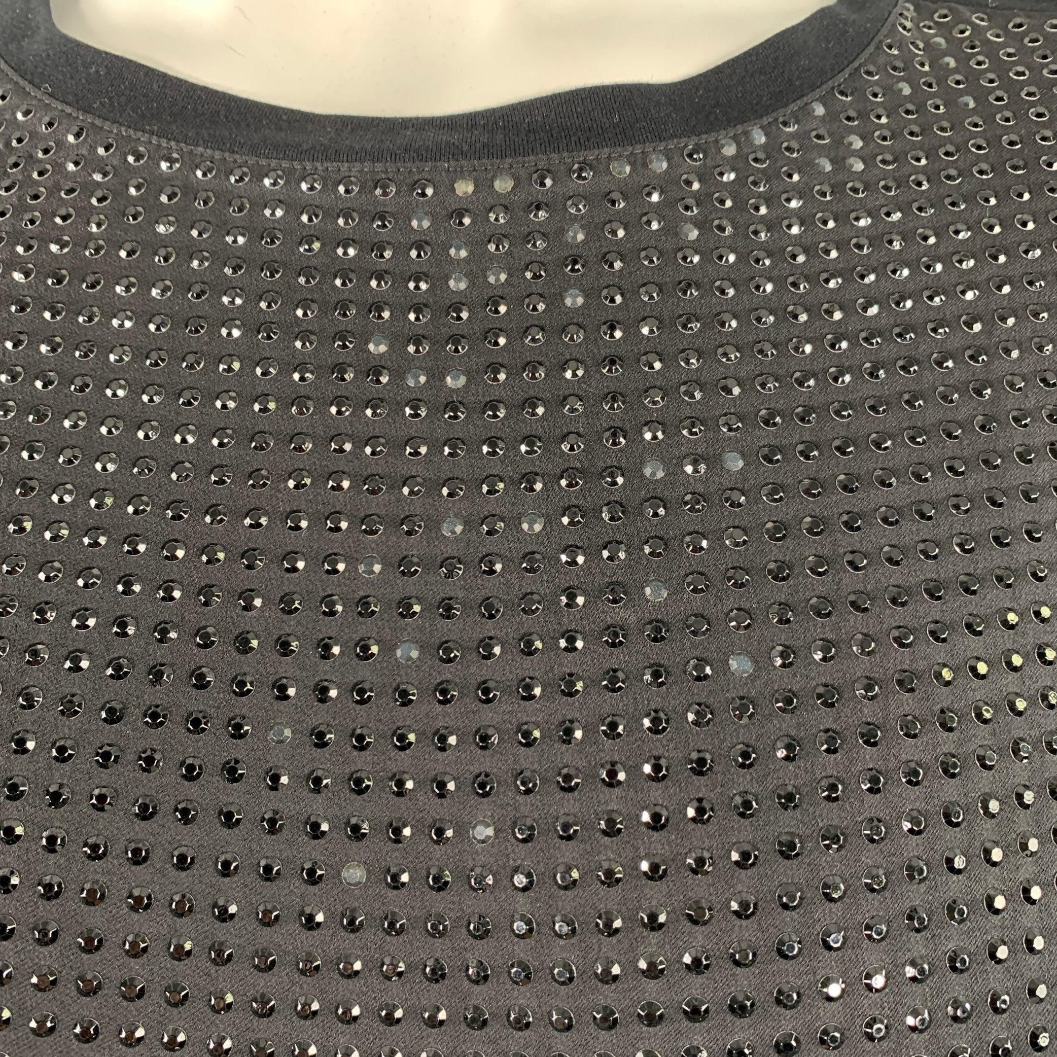 GUCCI Size XL Black Grey Studded Silk Dolman Sleeve T-shirt For Sale 1