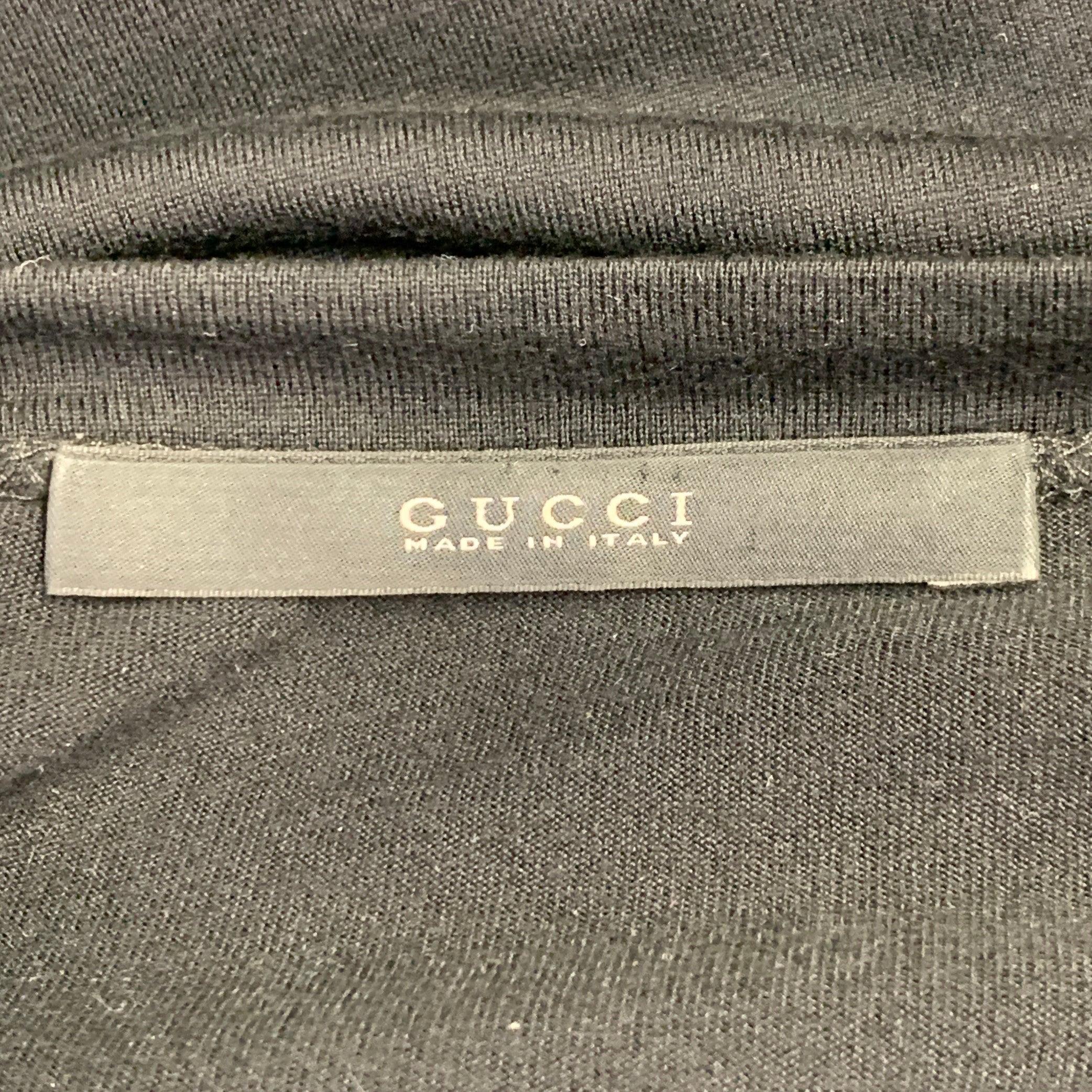 GUCCI Size XL Black Grey Studded Silk Dolman Sleeve T-shirt For Sale 5