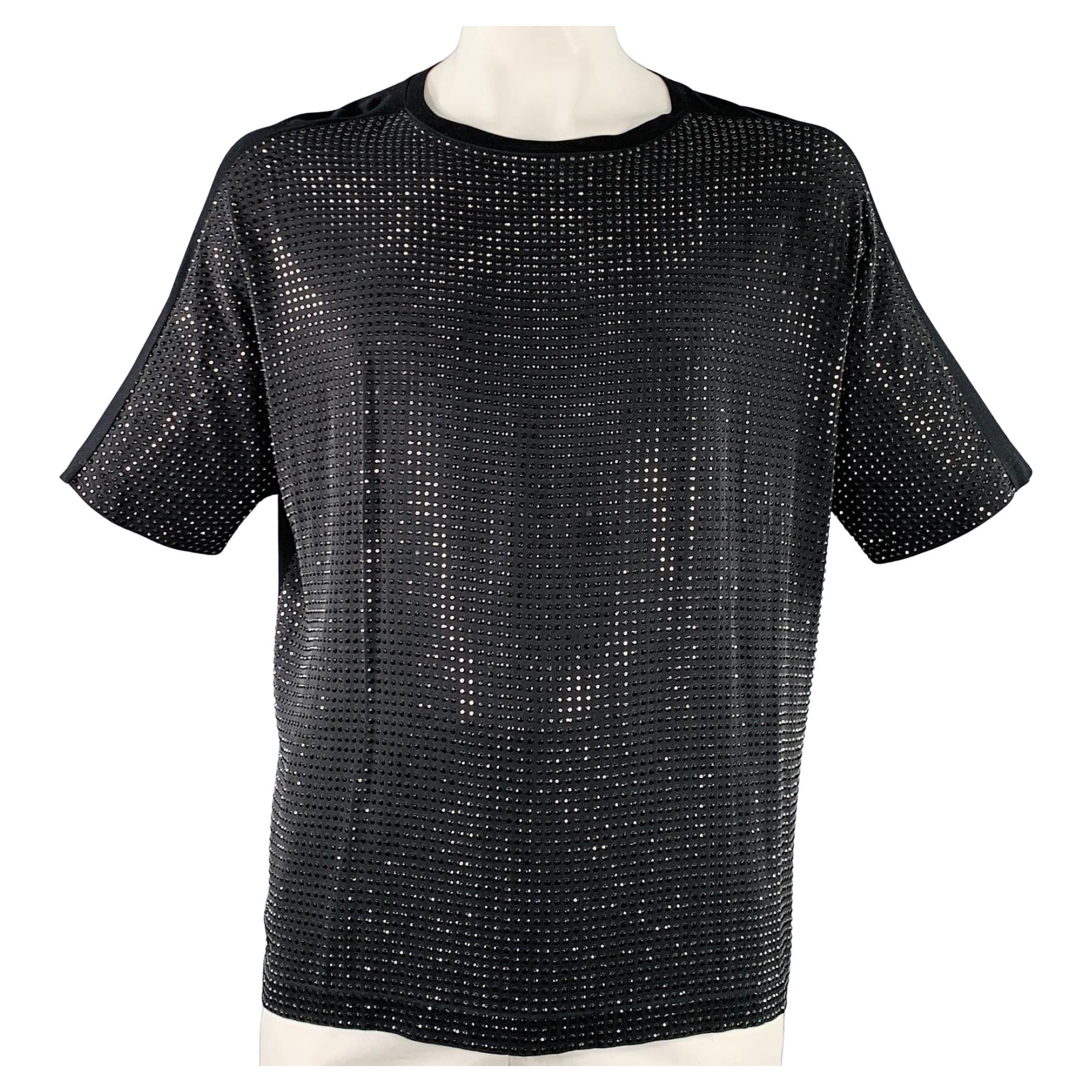 Gucci taglia XL, nera e grigia, con borchie in seta e maniche Dolman
