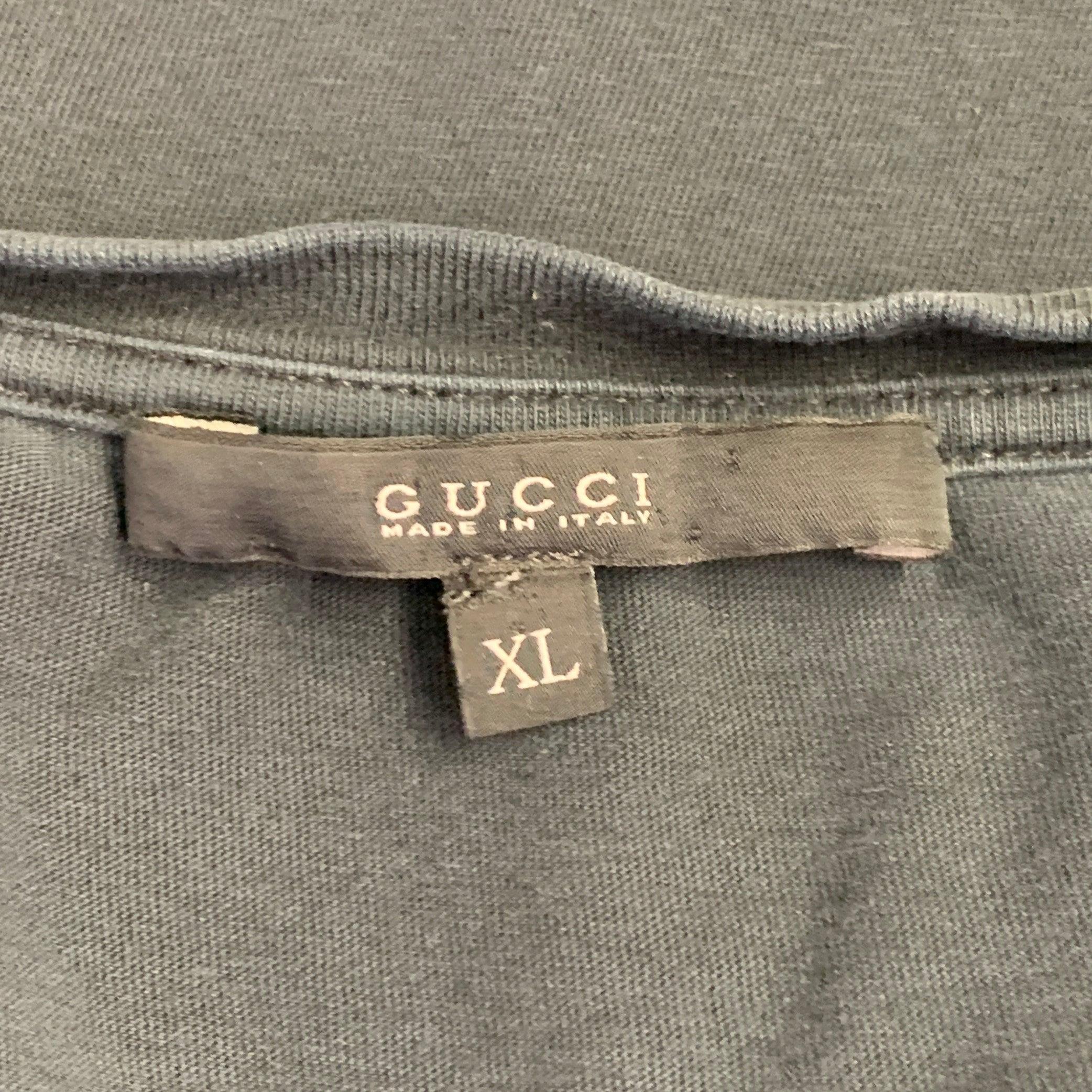 GUCCI Size XL Black Jersey Crew Neck T-shirt For Sale 4