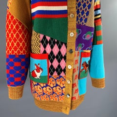 GUCCI Cardigan patchwork en laine mélangée camel Taille XL