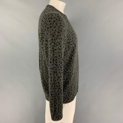 GUCCI Size XL Gray Black Print Wool Cashmere Pullover