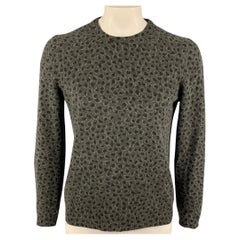 GUCCI Size XL Gray Black Print Wool Cashmere Pullover
