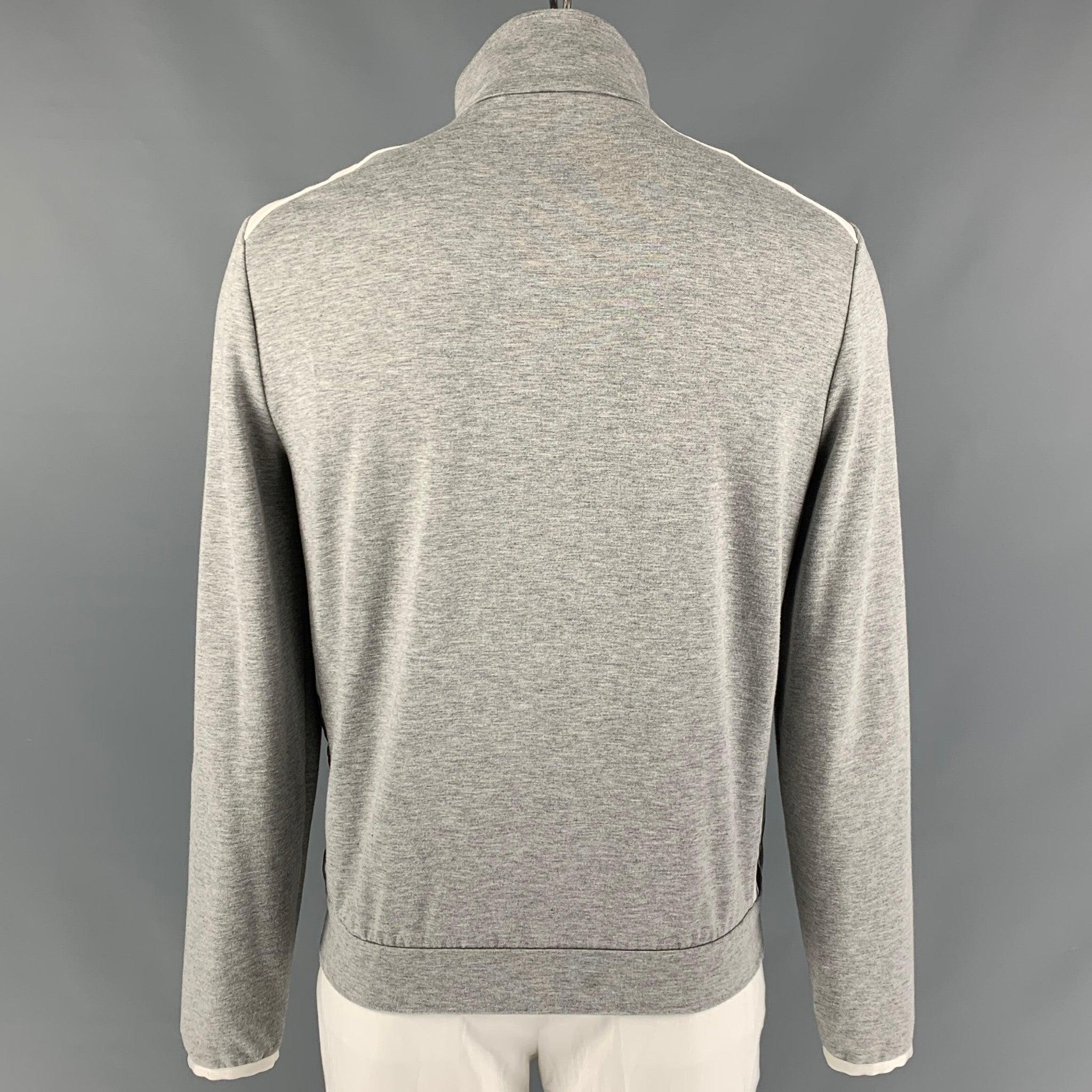 GUCCI Size XL Grey White Color Block Viscose Blend Zip Up Sweatshirt In Excellent Condition In San Francisco, CA