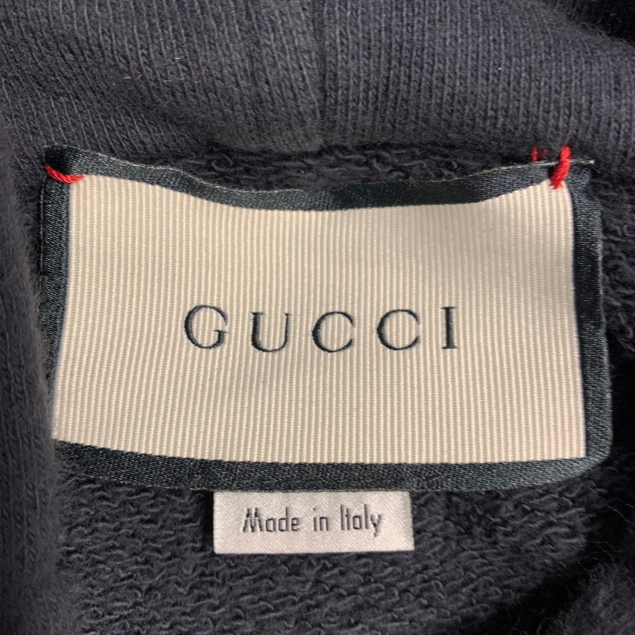GUCCI Size XL Guccify Wolf Black Red White Applique Cotton Hooded Sweatshirt For Sale 1