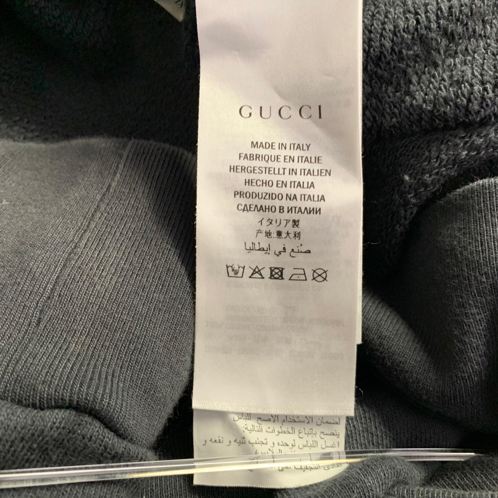 GUCCI Size XL Guccify Wolf Black Red White Applique Cotton Hooded Sweatshirt For Sale 2