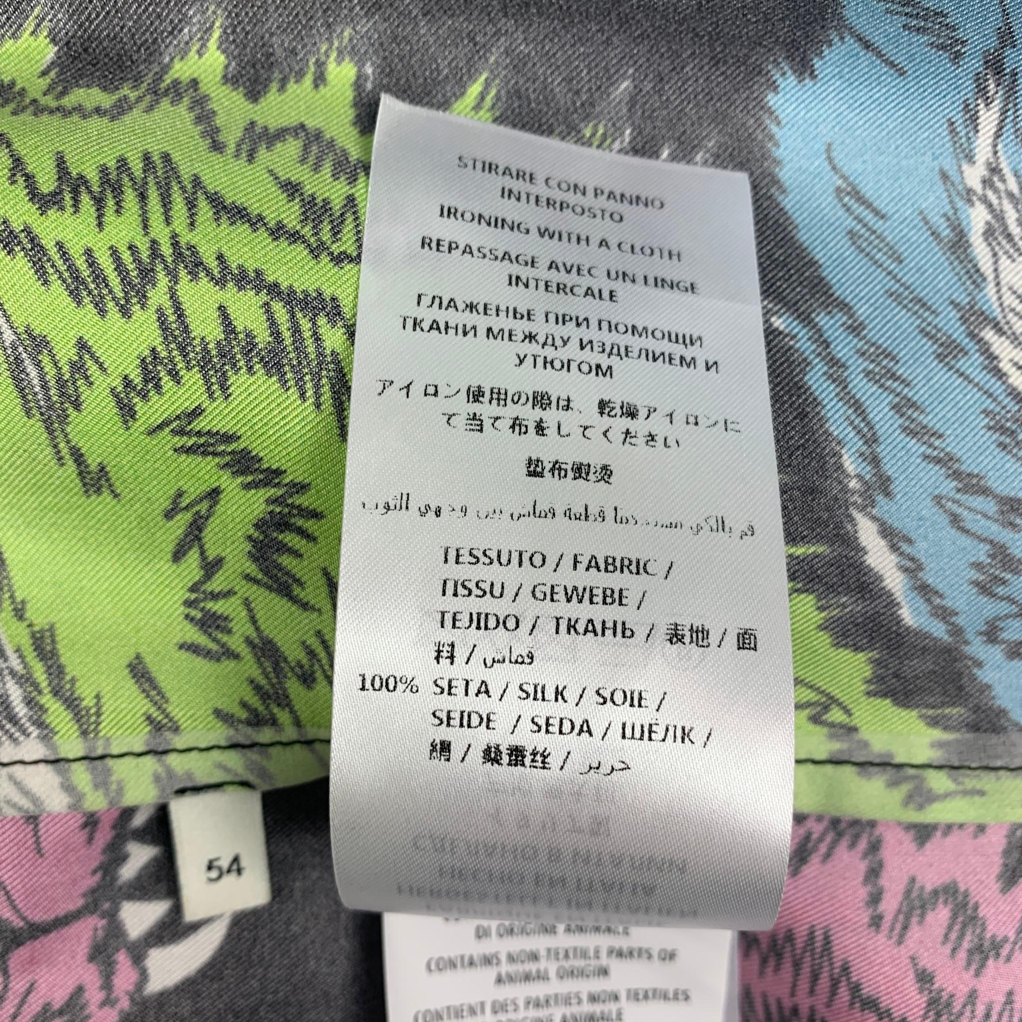 Purple GUCCI Size XL Multi-Color Print Silk Camp Short Sleeve Shirt