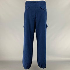GUCCI Size XL Navy Cotton Large Pockets Drawstring Casual Pants