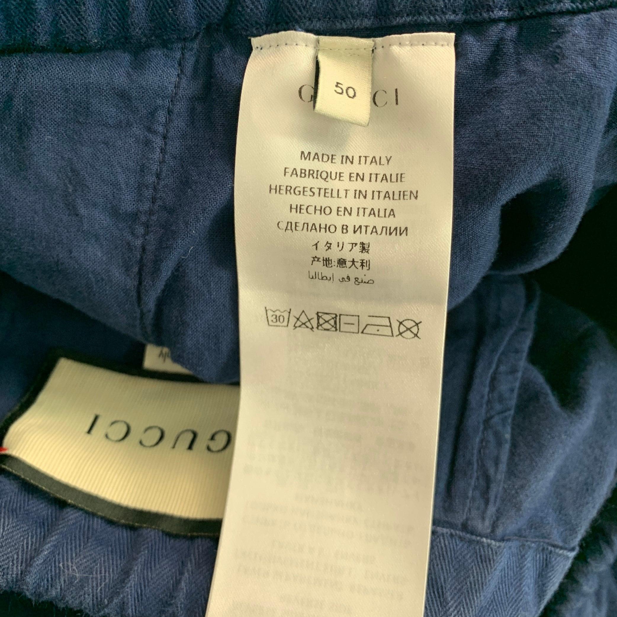 Gucci Size XL Navy Cotton Large Pockets Drawstring Casual Pants (Pantalon décontracté à cordon de serrage) Pour hommes en vente