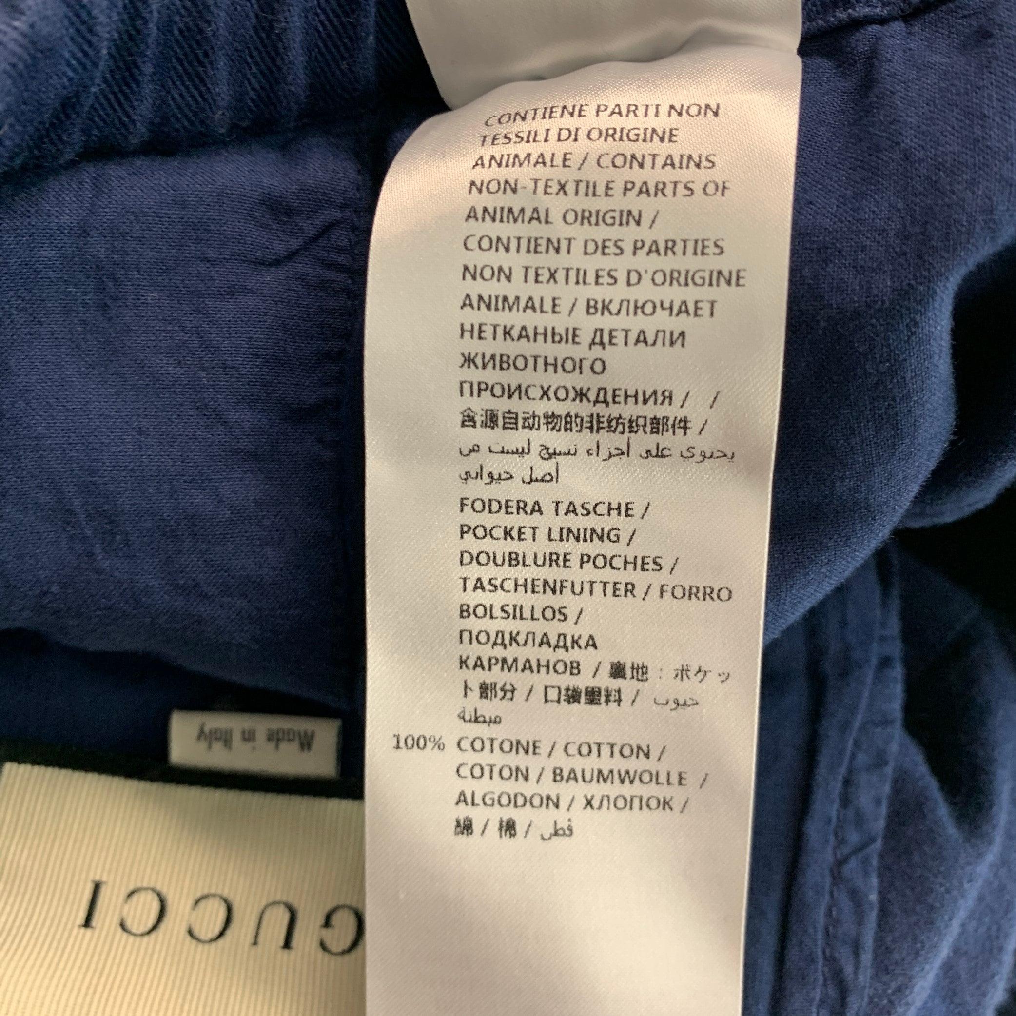 Gucci Size XL Navy Cotton Large Pockets Drawstring Casual Pants (Pantalon décontracté à cordon de serrage) en vente 2