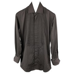 GUCCI Size XS Black Cotton Button Up French Cuffs Tuxedo Long Sleeve Shirt