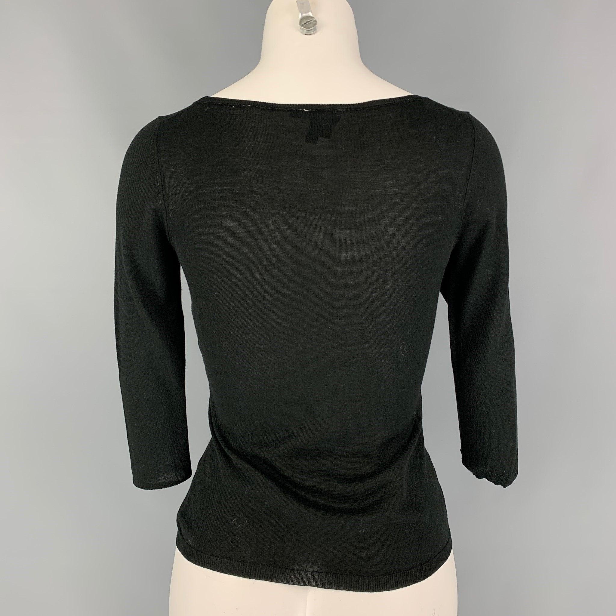 GUCCI Size XS Black Cotton Scoop Neck Pullover In Good Condition In San Francisco, CA