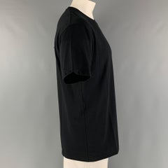 Gucci Size XS T-shirt à col ras du cou en coton brodé d'or noir