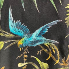 GUCCI Size XS Black Green Forest Jungle Graphic Silk Bomber Jacket