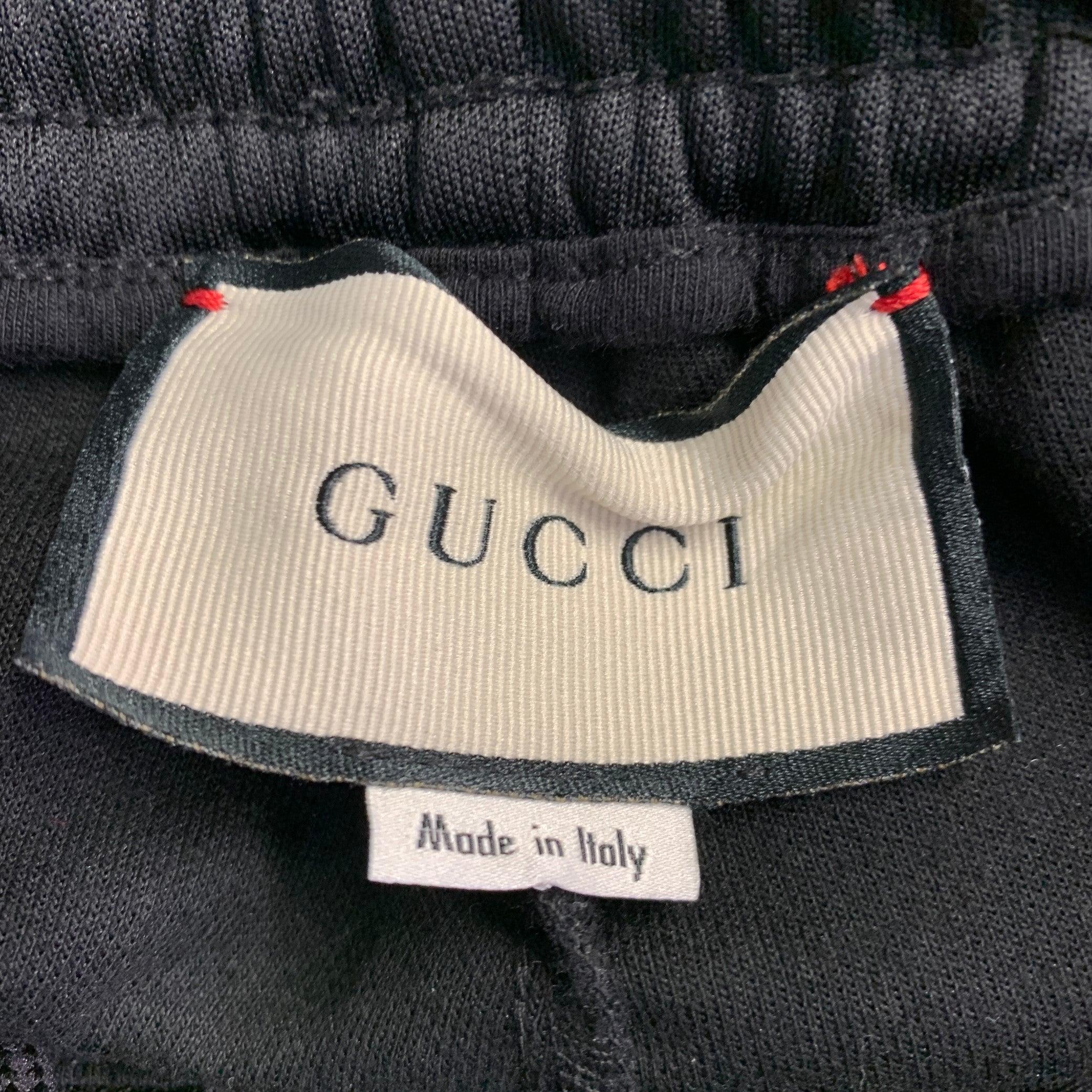 GUCCI Größe XS Schwarz Rot Polyester Baumwolle Jogger Freizeithosen Herren im Angebot
