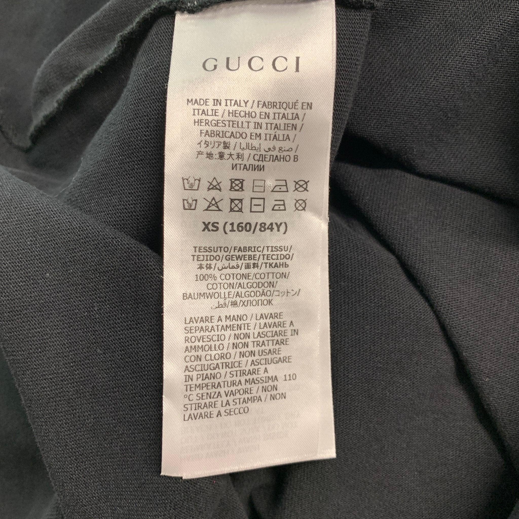 GUCCI Größe XS Schwarz-weißes T-Shirt mit Crew-Neck aus Grafik-Baumwolle im Angebot 3