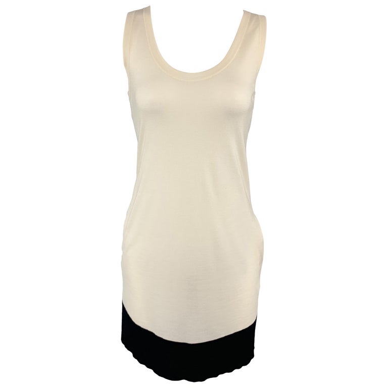 GUCCI Size XS Cream and Black Silk Blend Knit Tank Dress at 1stDibs