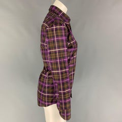 GUCCI Size XS Purple Brown Plaid Button Up Long Sleeve Shirt