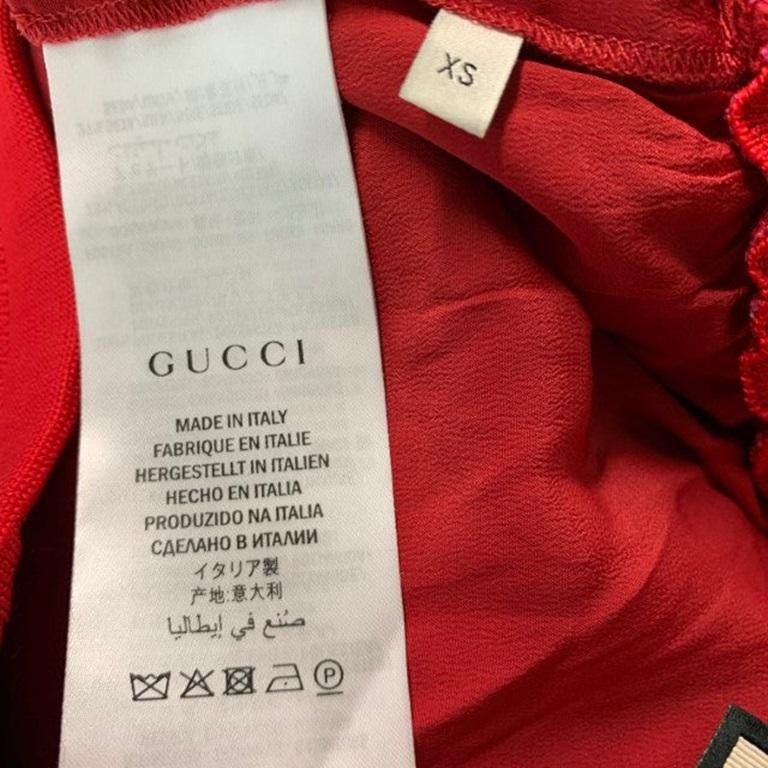 GUCCI Size XS Red Pink Floral Viscose Lace Up Shorts For Sale 1