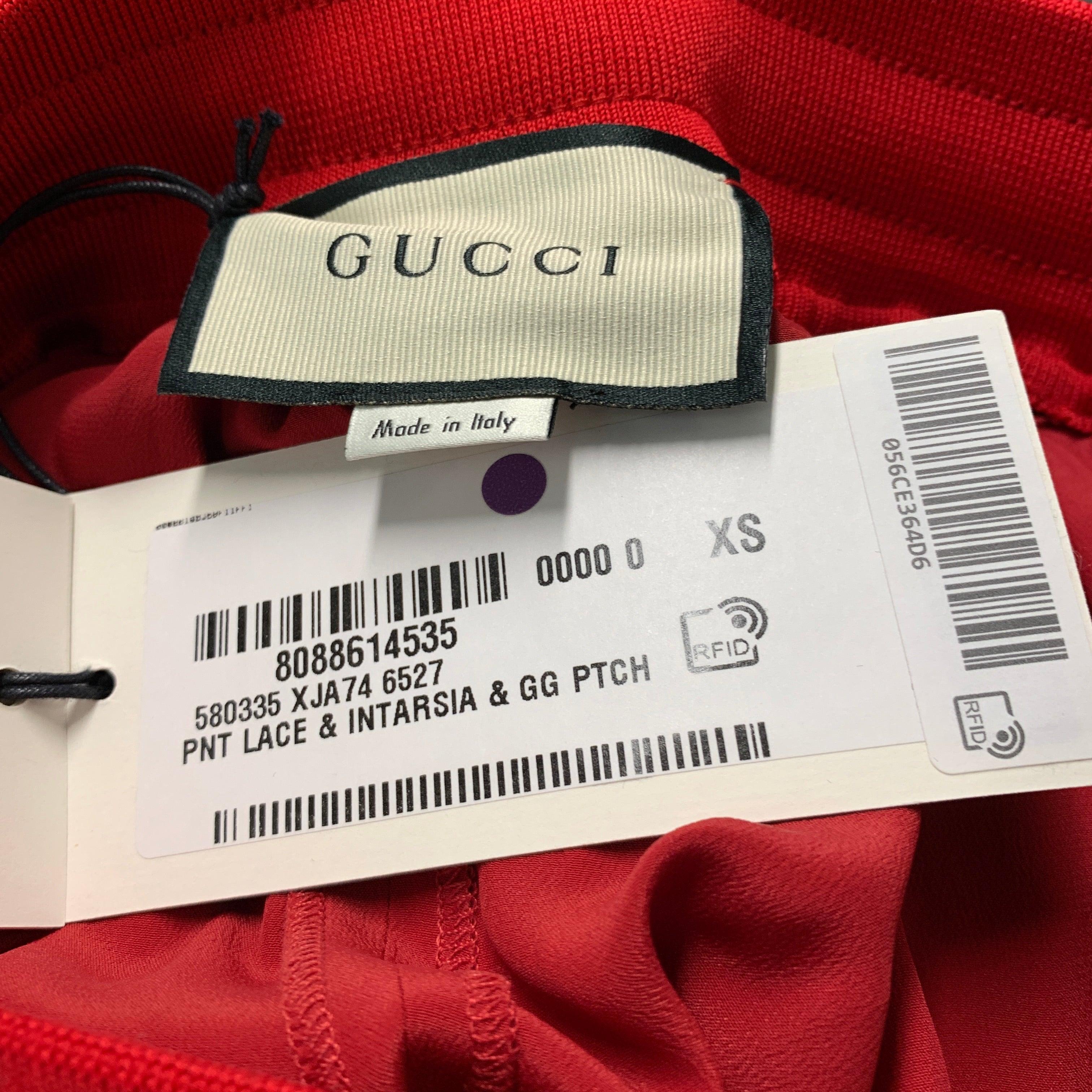 GUCCI Size XS Red Pink Floral Viscose Lace Up Shorts For Sale 2
