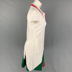 GUCCI Size XS White Green Polyamide Blend Web Stripe Mini Dress