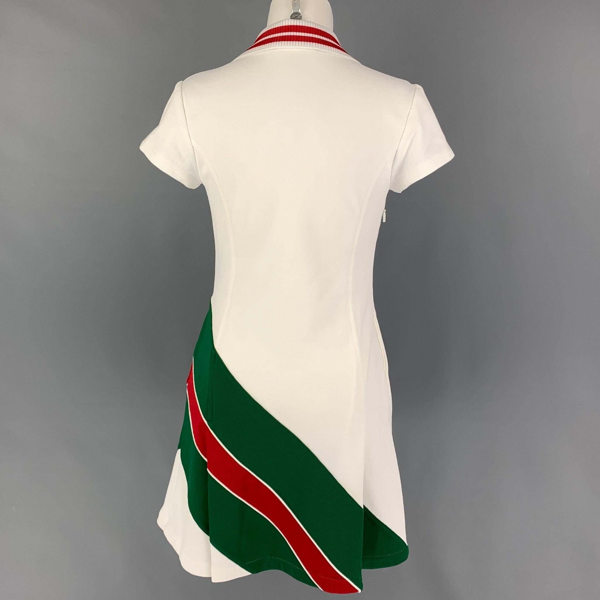 GUCCI Size XS White Green Polyamide Blend Web Stripe Mini Dress In Good Condition For Sale In San Francisco, CA