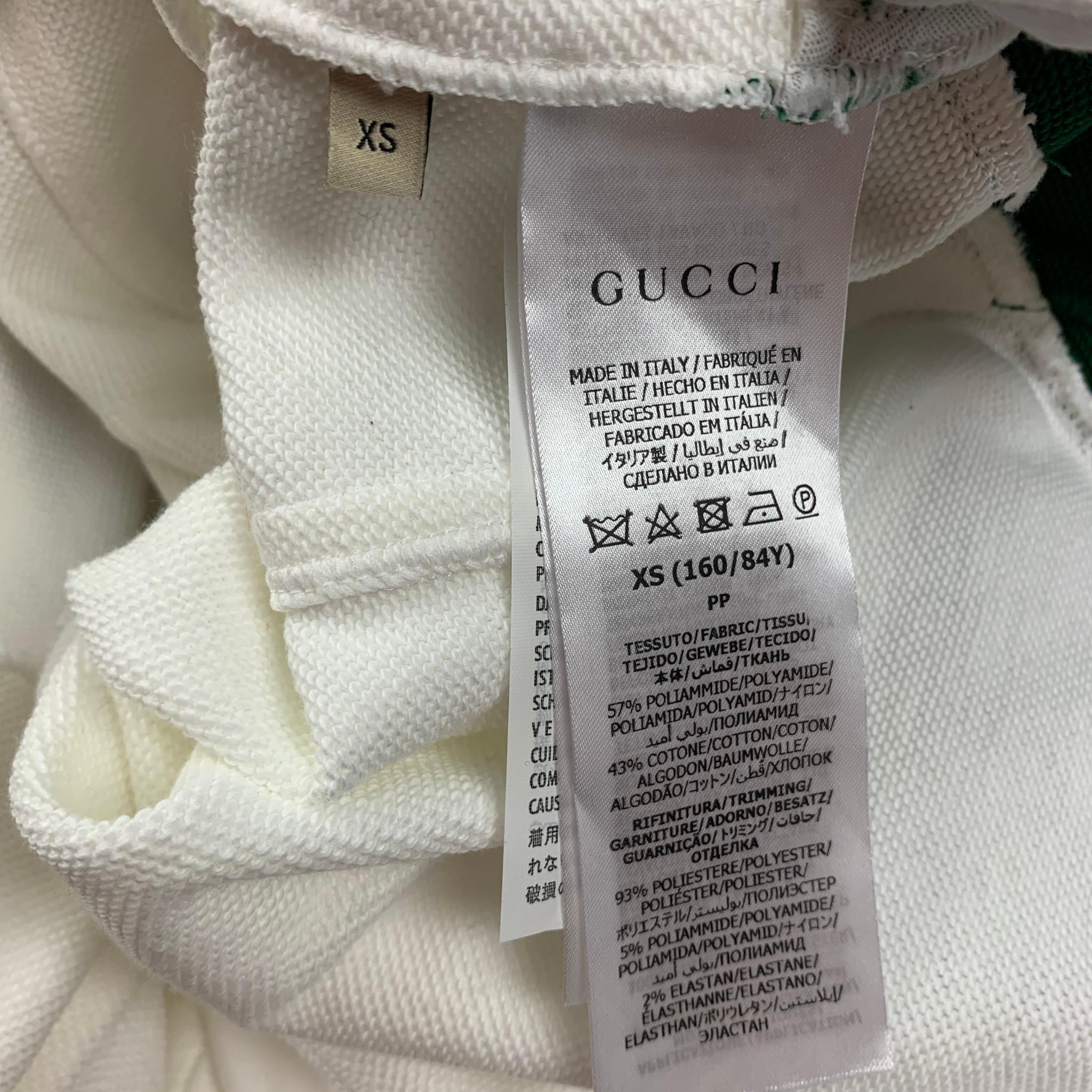 GUCCI Weiß-grünes Minikleid aus Polyamidenmischung mit Webstreifen, Größe XS im Zustand „Gut“ im Angebot in San Francisco, CA