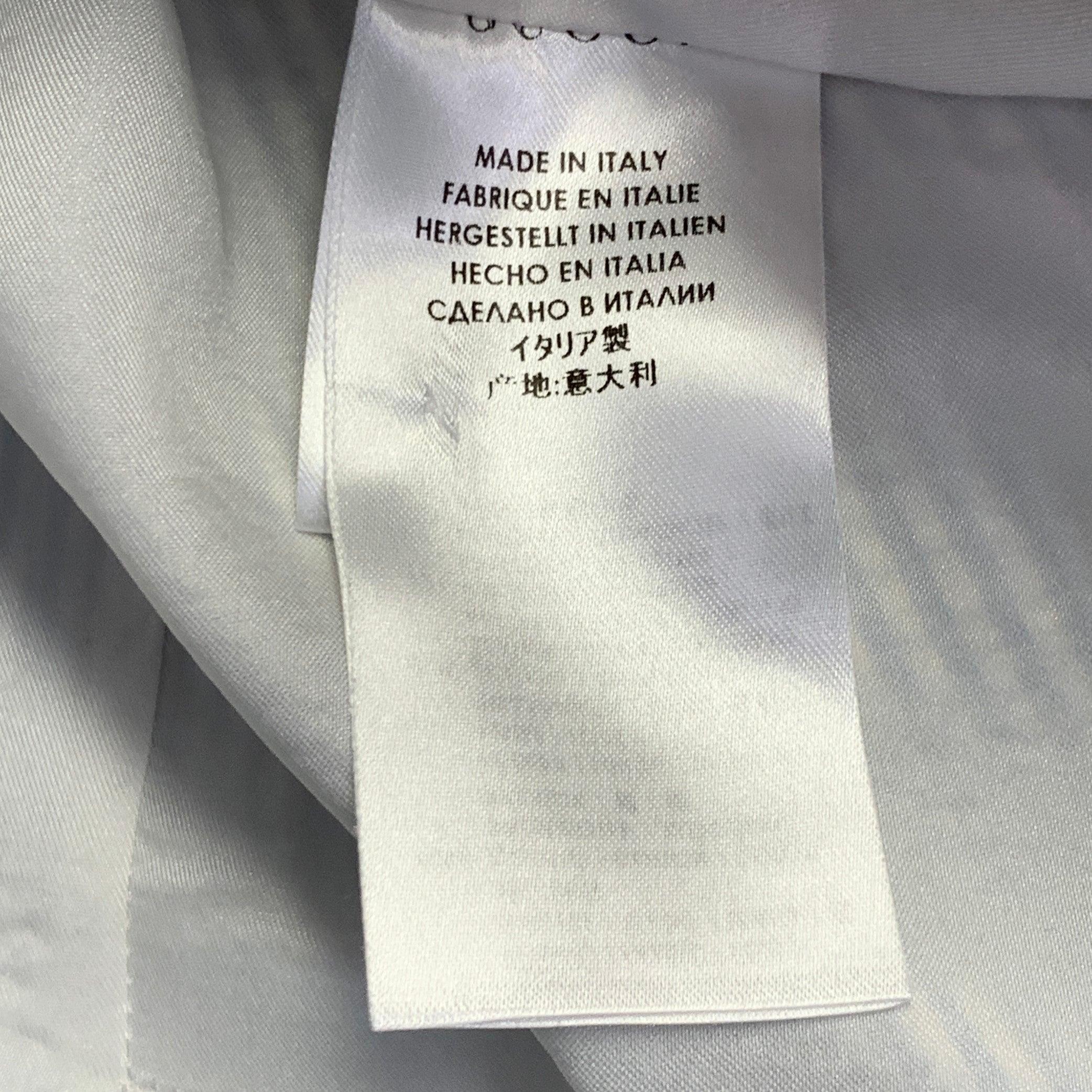 GUCCI Größe XS Weiß Hellblau Seersucker Baumwolle Streifen Einreihig Anzug im Angebot 5
