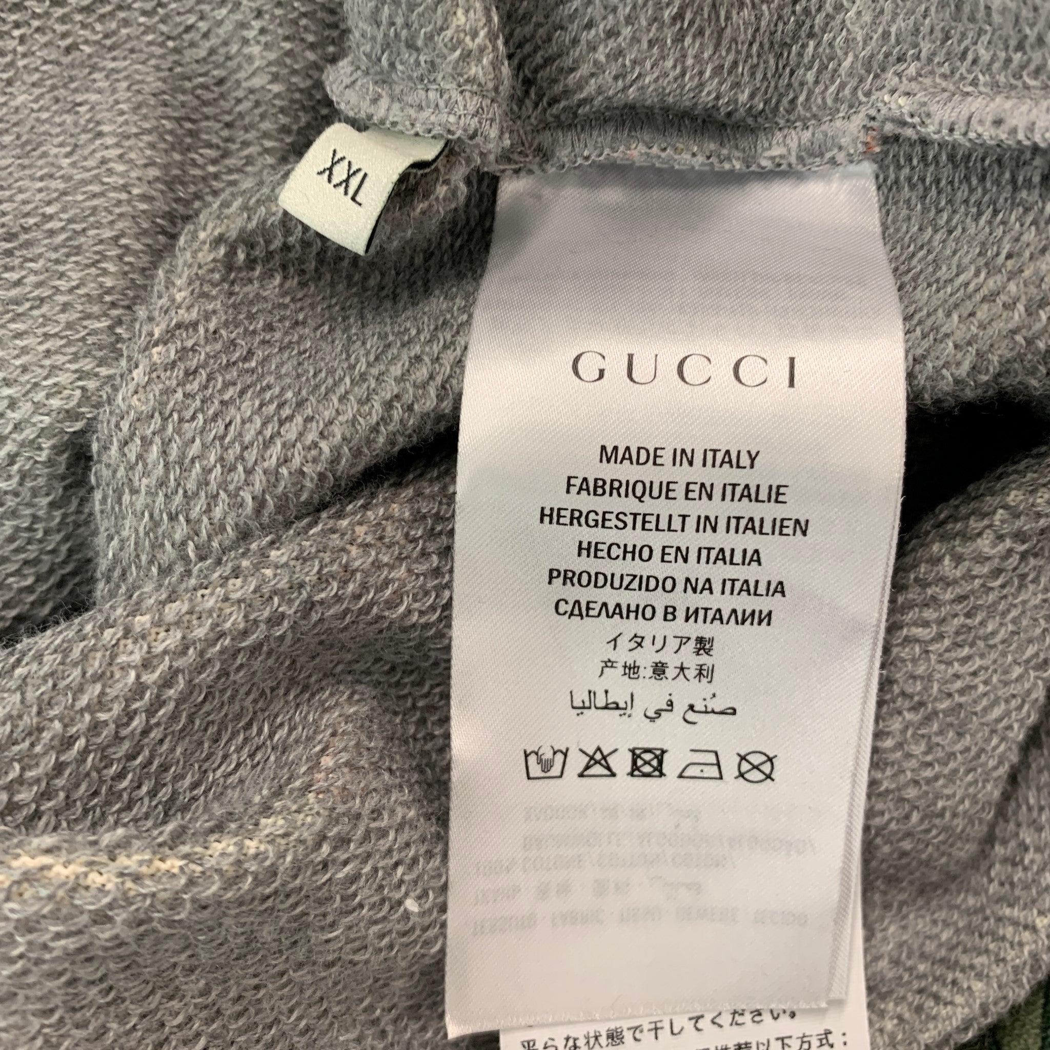 GUCCI Size XXL Green Multi-Color Print Cotton Hoodie Sweatshirt For Sale 2